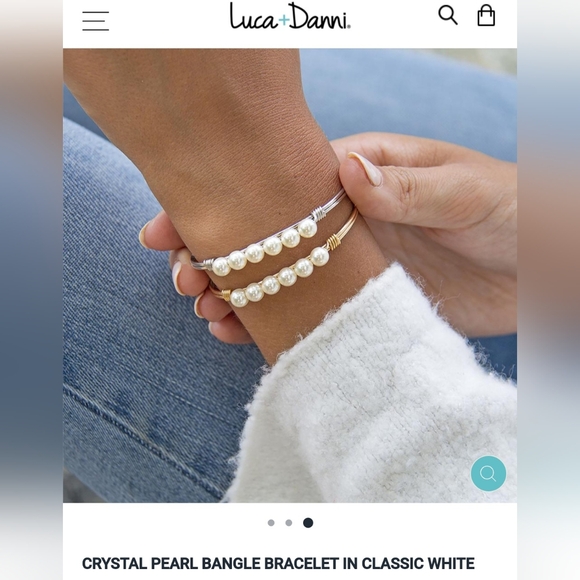 NWT Luca + Danni Crystal Pearl Bangle Bracelet in Classic white - Picture 4 of 5